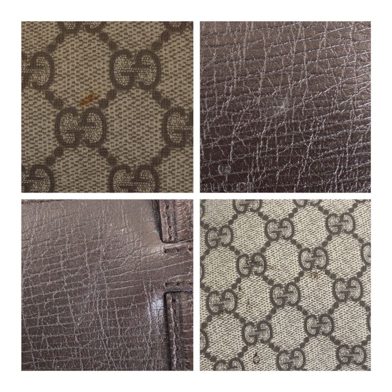 Gucci Brown Silver Hardware GG Supreme Canvas/leather 101672 Boston Bag