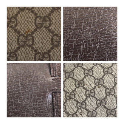 Gucci Brown Silver Hardware GG Supreme Canvas/leather 101672 Boston Bag