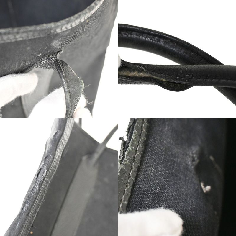 Hermes Garden File Tote Bag Canvas Leather Black ▢I 69fa285