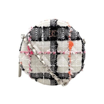 Chanel Shoulder Bag Round Mini Classic Chain Ap0245 Matelasse Tweed Coco Mark