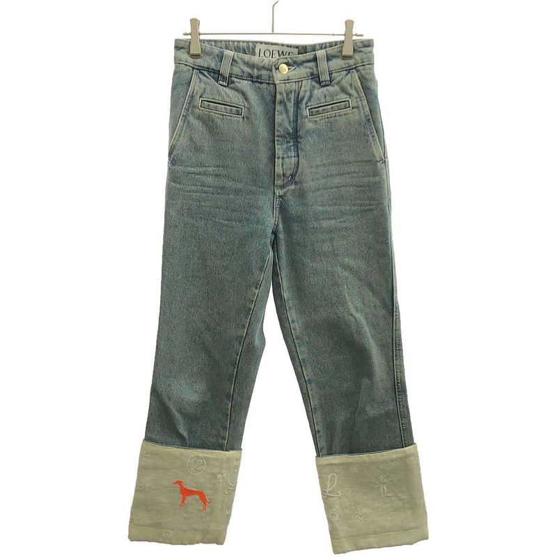 Loewe Embroidery Fisherman Denim Pants S2192110ib Indigo Blue 32