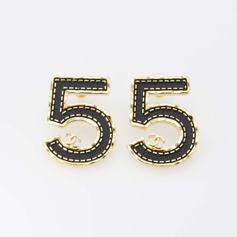 Chanel Earrings No.5 Number Five B23S Coco Mark Black/gold Color With Box