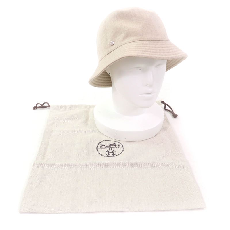 Hermes 2022 H222020n Calvi 100% Cashmere None With Serie Button Bucket Hat