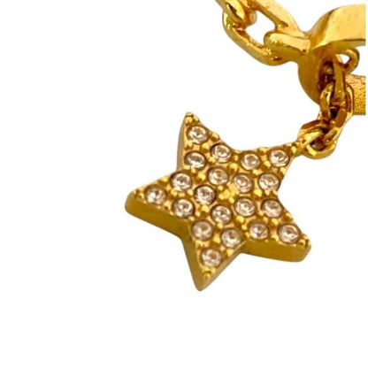 Christian DIOR Petit CD Star Ring Accessories Logo GP Rhinestone Gold [M Approx