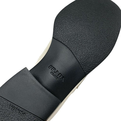 Prada Loafers Leather Shoes Patent Beige Triangle Logo