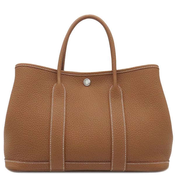 Hermes Tote Bag Garden Party TPM Negonda Gold Silver Hardware Brown Engraved D