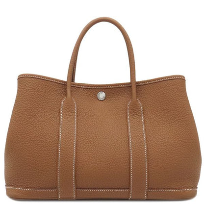 Hermes Tote Bag Garden Party TPM Negonda Gold Silver Hardware Brown Engraved D