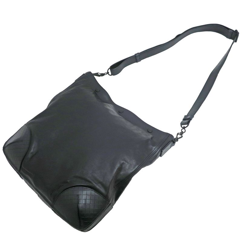 Bottega Veneta Shoulder Bag Black Intrecciato Men's