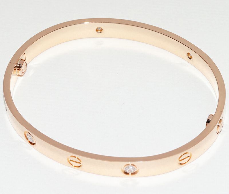 Cartier Bracelet Bangle 18K Pink Gold Diamond 4p(042ct) Love Bracelet Half