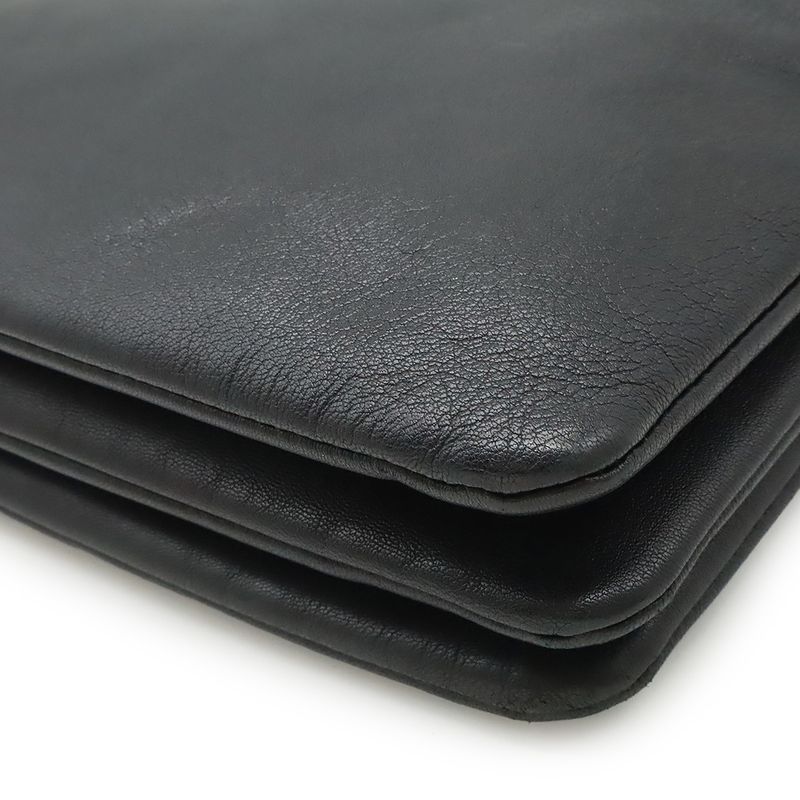 Celine Trio Small Shoulder Bag Shoulder Pouch Pochette Crossbody Leather Black