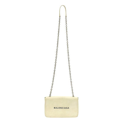 Balenciaga - 537387 Everyday Leather Logo Chain Wallet Shoulder Bag - White -