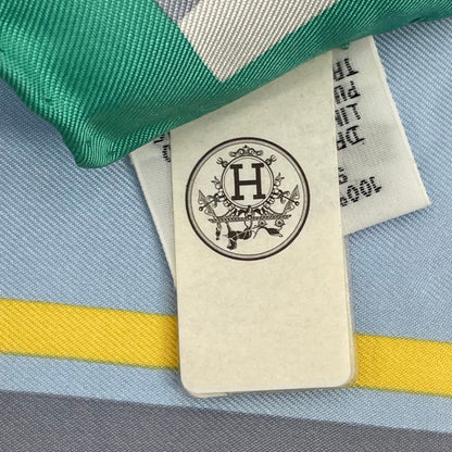 Hermes Scarf With Horsehair Cheval A La Couverture Silk Blue