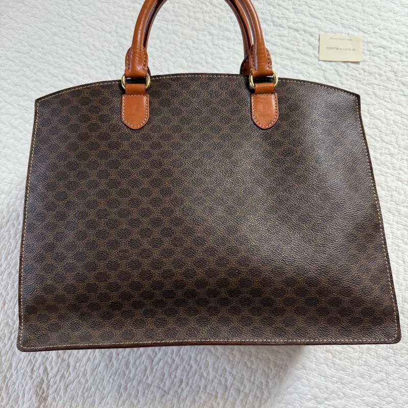 Celine Macadam Pattern Vintage Handbag Triomphe Business Calf Leather Brown