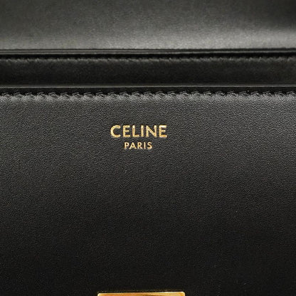 Celine Handbag Triomphe Teenino Leather Black Gold Hardware 2way Bag Ladies
