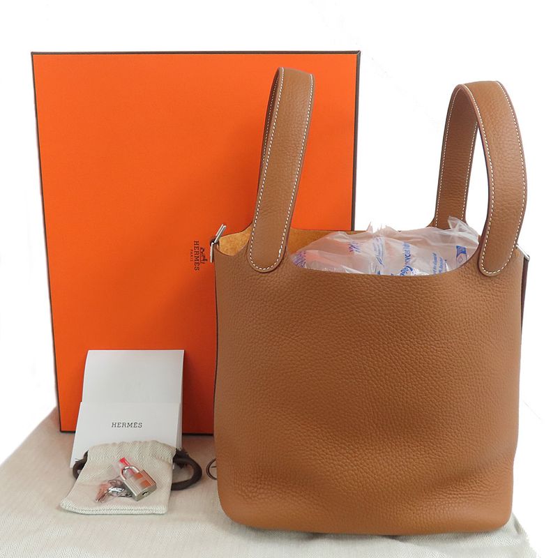 Hermes Picotin Lock MM Gold Taurillon Clemence Silver Hardware