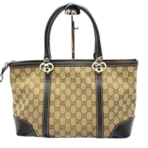 Gucci 257069 GG Pattern Handbag Canvas Tote Bag Gucci Beige