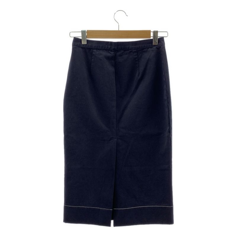 Prada - Cotton Side Slit Long Skirt - 38 - Navy - Women