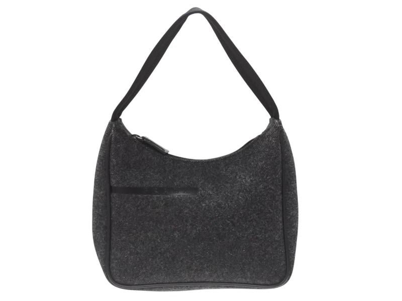 Prada Sports Bag Wool Nylon Charcoal Black Silver