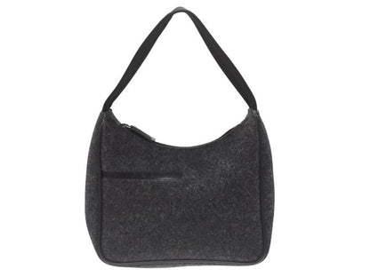 Prada Sports Bag Wool Nylon Charcoal Black Silver