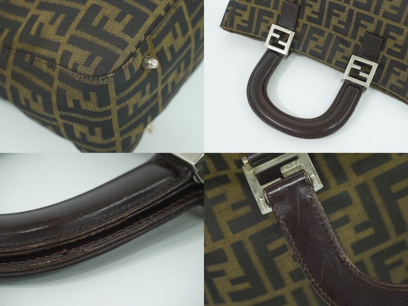 Authentic Fendi Zucca Tote Handbag Canvas Brown 26329 Zucca Bag Pre-owned