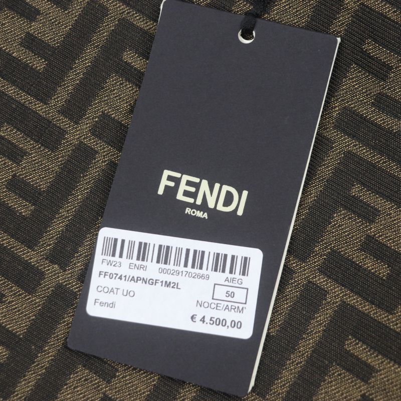  Fendi 2023 Ff0741 FF Logo Zucca Pattern Leather Use Reversible Trench Coat