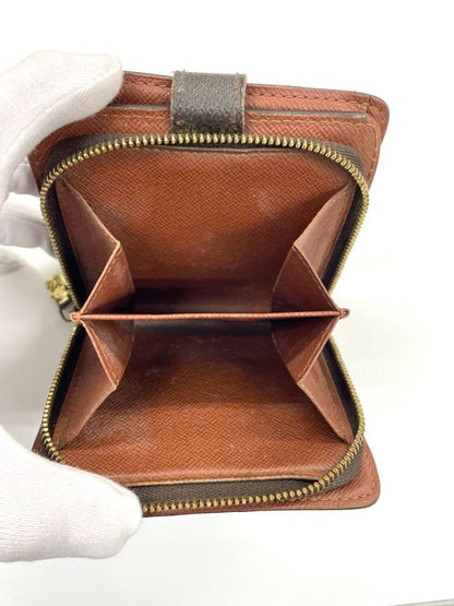Louis Vuitton Monogram Compact Zipped Folding Wallet M61667 Brown Made In Spain