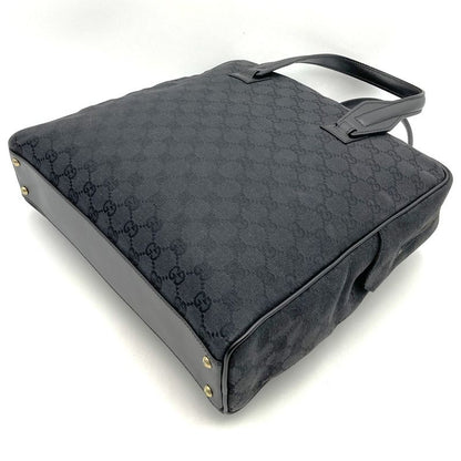 Gucci 90677 001013 Handbag Tote Bag GG Canvas GG Pattern Leather Black Women