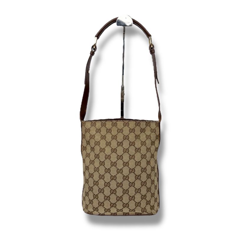 Gucci Bucket Shape One Shoulder Bag Handbag Shoulder GG Canvas Brown Beige