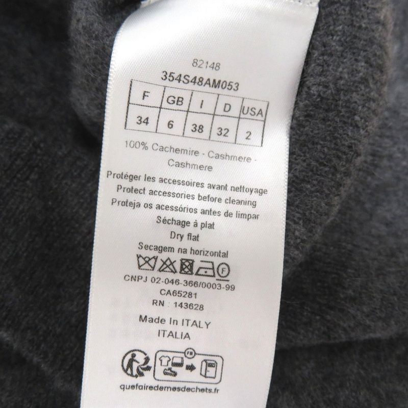 Christian Dior Cashmere Knit Pearl Button Long Sleeve 354s48am053 Sweater Gray