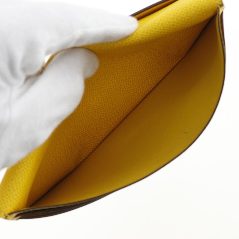 Hermes Bearn Vaux Epson Yellow □J Unisex Long Wallet