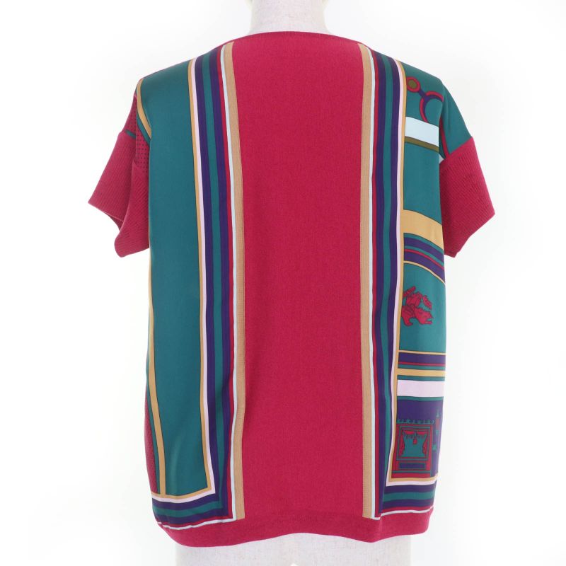 Hermes George Washington's Carriage 100% Silk Twill Raine Short Sleeve Knit