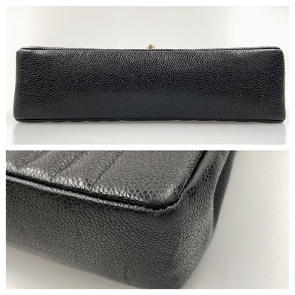 Chanel Caviar Skin Mademoiselle Chain Shoulder Bag Black
