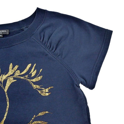 Chanel Short Sleeve Cut And Sew - P57840k07626 Size XS Coco Mark Navy -