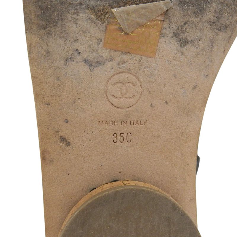 Chanel Leather Coco Mark Chain Strap Sandals G35779 35C Approx 22.5cm (8.86in)