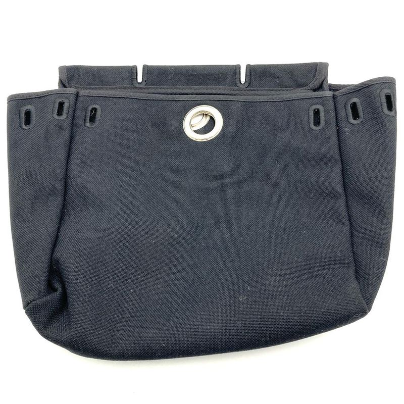 Hermes Yale Bag PM Canvas 2WAY Replaceable Shoulder Bag Handbag Black Ladies Men