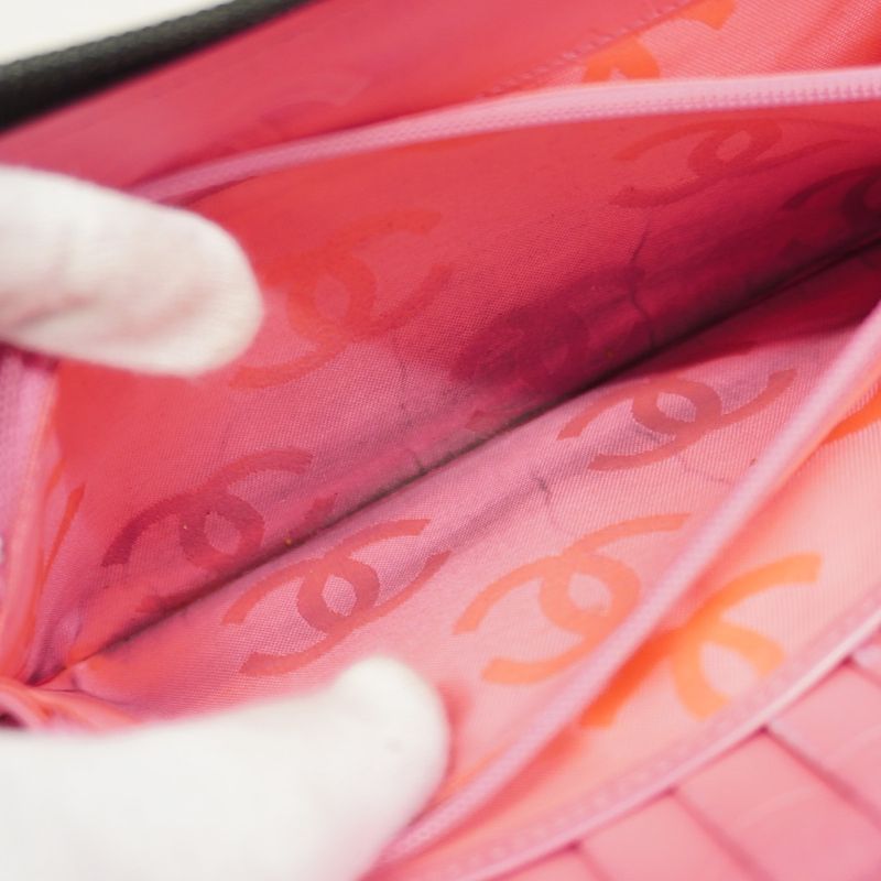 Chanel Long Wallet Cambon Lambskin Black Silver Hardware Women