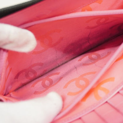 Chanel Long Wallet Cambon Lambskin Black Silver Hardware Women