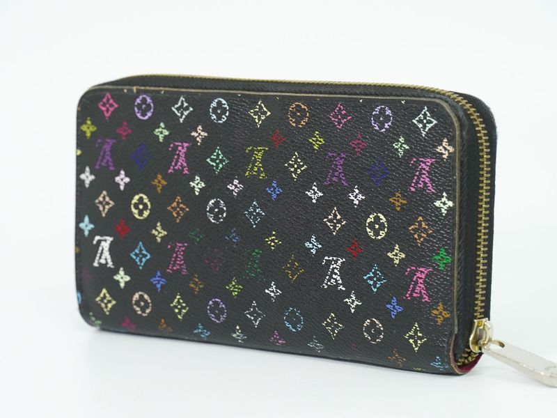 Authentic Louis Vuitton LV Zippy Wallet Monogram Multicolor Long Wallet Noir