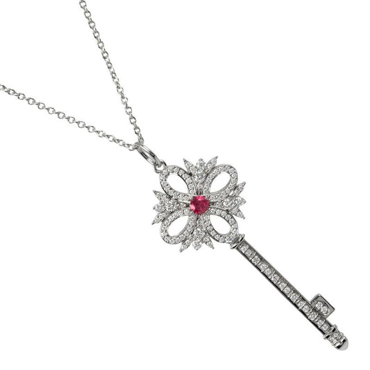 Tiffany & Co Victoria Key Medium Pt950platinum X Diamonds X Rubies Ladies 6.67g