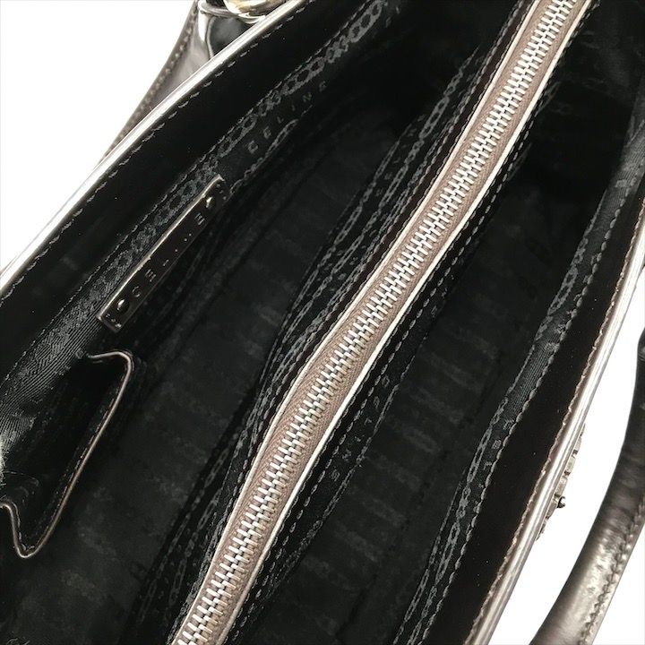 Celine Horse Carriage Signature Hand Tote Enamel Leather Brown