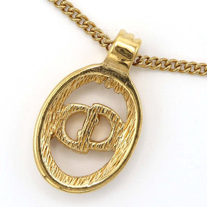 Christian DIOR Necklace CD Logo GP Gold Color Accessories Women M1996