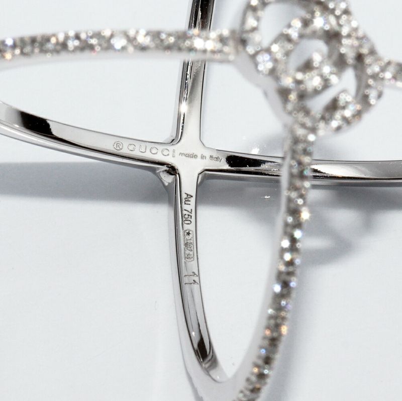 Gucci Rings 18K White Gold Diamond 107P GG Running Xring Full Diamond