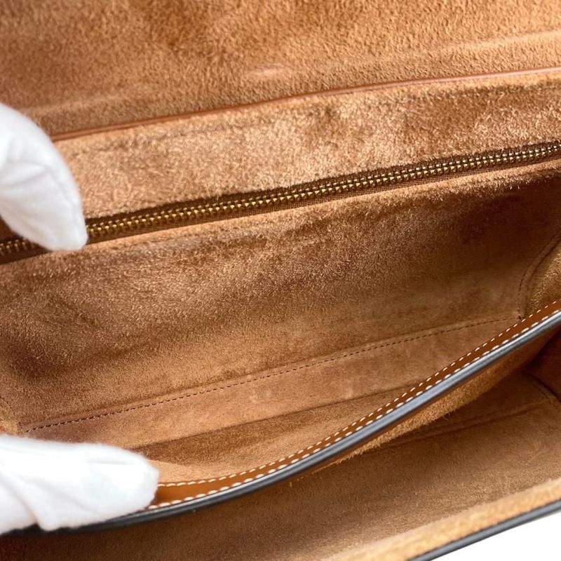 Celine Shoulder Bag Teen Soft 16 Caisse 196853 Calfskin Tan Brown Gold Hardware