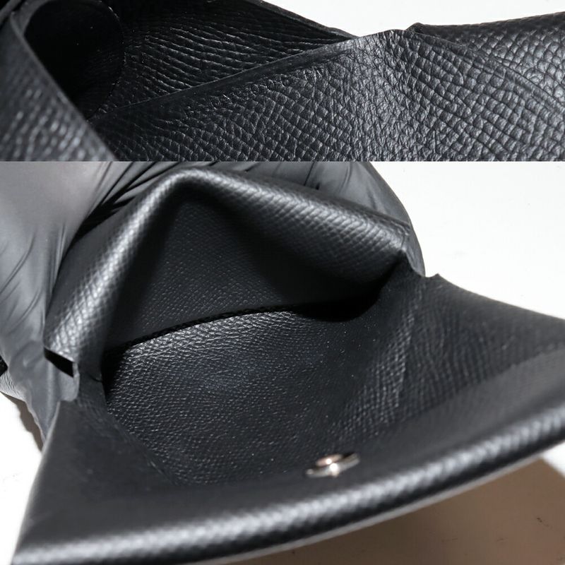 Hermes Coin Case Foldable Card Case Calvi Duo Epson Black Silver Hardware