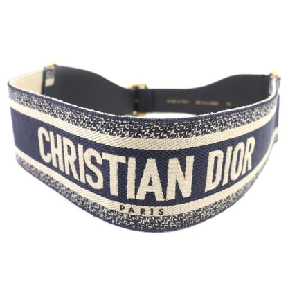 Christian DIOR 50-ma-0220 Embroidery Logo Canvas Belt Indigo Blue With Box And