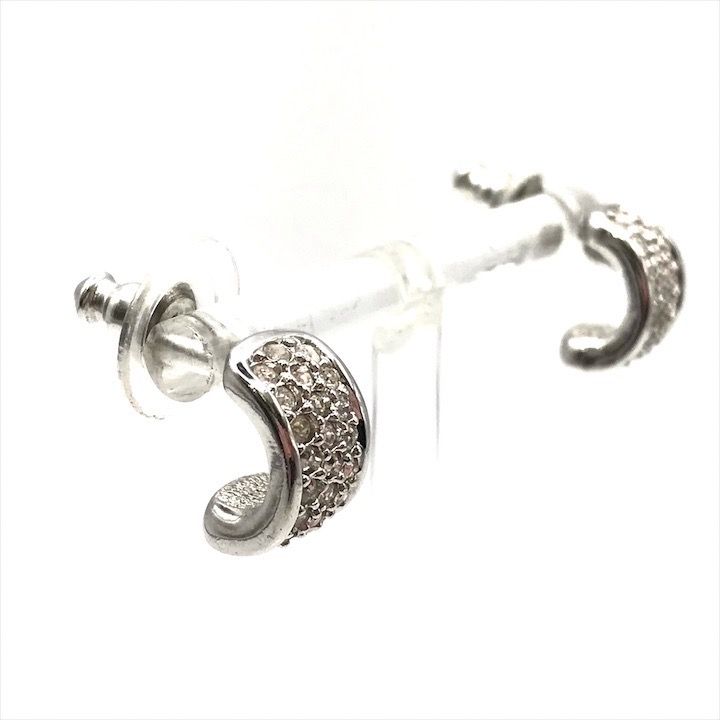 Dior Line Stone Silver Earrings