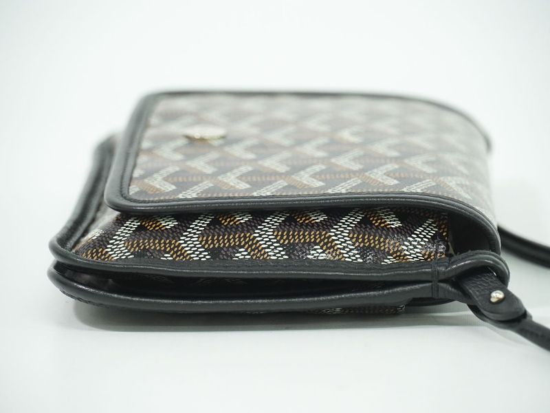 Authentic Goyard Plumet Shoulder Bag Pochette Pouch Wallet PVC Black Brown Bag