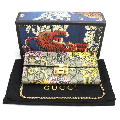 Gucci GG Supreme Chain Wallet Bengal Tiger/cherry Blossom Pattern Long Wallet