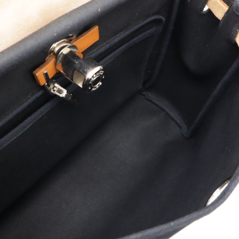 Hermes Herbag PM Handbag 2WAY Shoulder Bag Toile Ashe Toile Officine Leather