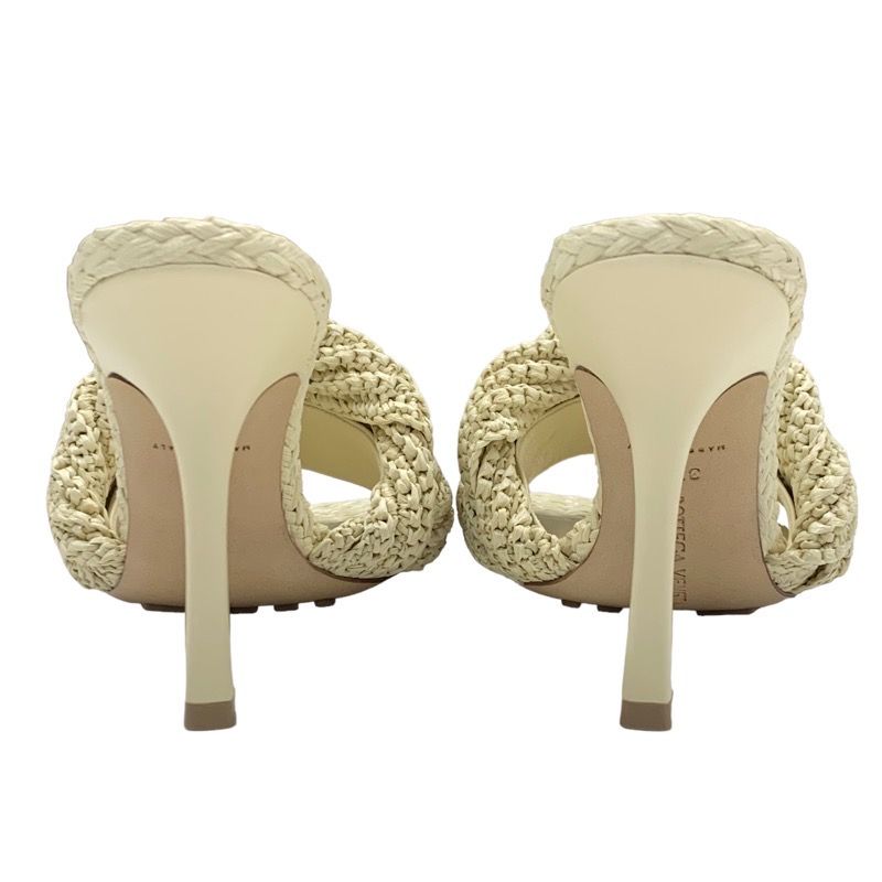Unused Bottega Veneta Lido Sandals Mule Shoes Intrecciato Raffia Beige